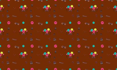 Farklı aksesuarlara sahip renkli arkaplan