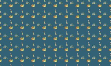 Farklı aksesuarlara sahip renkli arkaplan