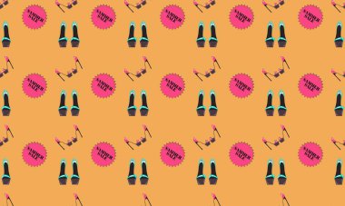 Farklı aksesuarlara sahip renkli arkaplan