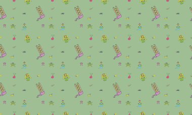 Farklı aksesuarlara sahip renkli arkaplan