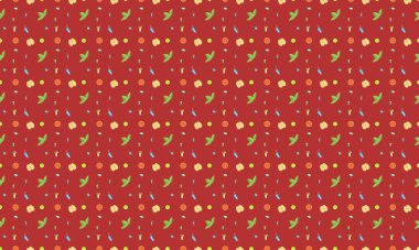 Farklı aksesuarlara sahip renkli arkaplan