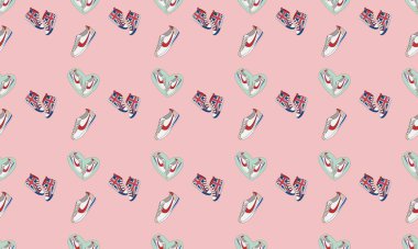 Farklı aksesuarlara sahip renkli arkaplan