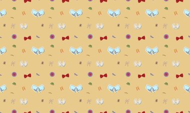 Farklı aksesuarlara sahip renkli arkaplan