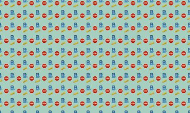 Farklı aksesuarlara sahip renkli arkaplan