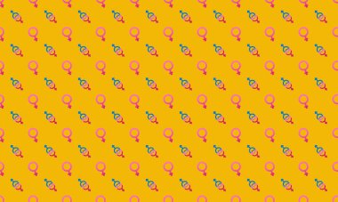 Farklı aksesuarlara sahip renkli arkaplan