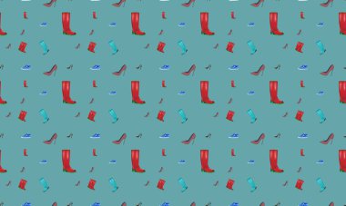 Farklı aksesuarlara sahip renkli arkaplan