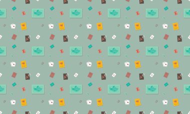 Farklı aksesuarlara sahip renkli arkaplan