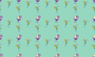 Farklı aksesuarlara sahip renkli arkaplan