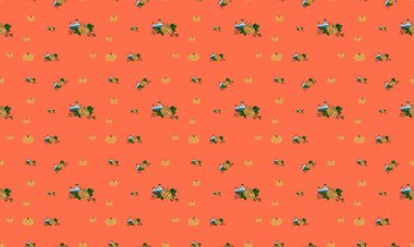 Farklı aksesuarlara sahip renkli arkaplan