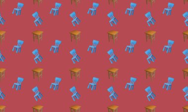 Farklı aksesuarlara sahip renkli arkaplan