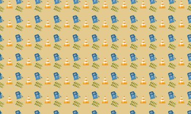 Farklı aksesuarlara sahip renkli arkaplan