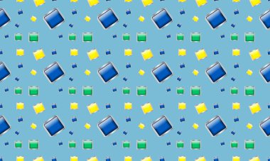 Farklı aksesuarlara sahip renkli arkaplan