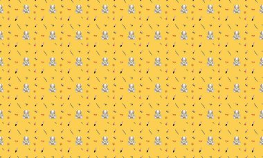 Farklı aksesuarlara sahip renkli arkaplan