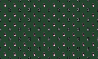 Farklı aksesuarlara sahip renkli arkaplan