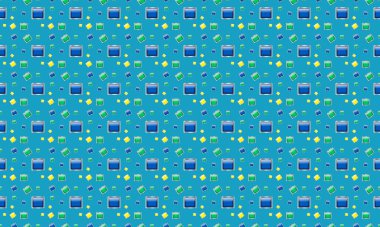 Farklı aksesuarlara sahip renkli arkaplan