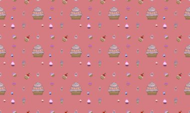 Farklı aksesuarlara sahip renkli arkaplan