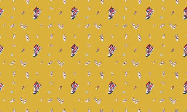 Farklı aksesuarlara sahip renkli arkaplan