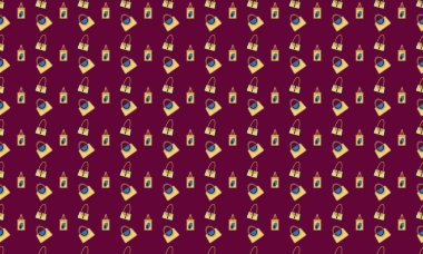 Farklı aksesuarlara sahip renkli arkaplan