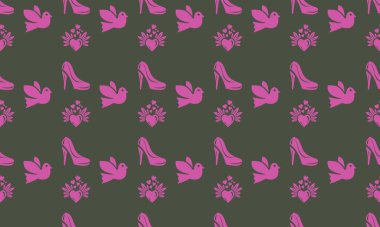 Farklı aksesuarlara sahip renkli arkaplan