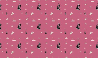 Farklı aksesuarlara sahip renkli arkaplan