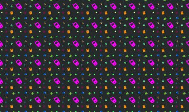 Farklı aksesuarlara sahip renkli arkaplan