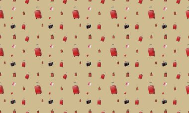 Farklı aksesuarlara sahip renkli arkaplan