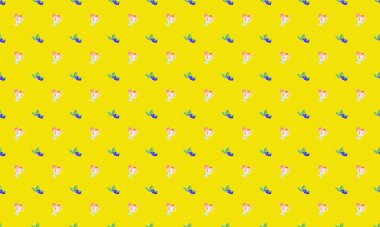 Farklı aksesuarlara sahip renkli arkaplan