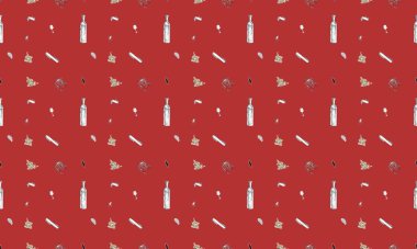 Farklı aksesuarlara sahip renkli arkaplan