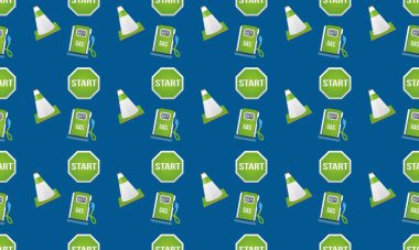 Farklı aksesuarlara sahip renkli arkaplan