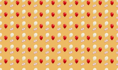 Farklı aksesuarlara sahip renkli arkaplan