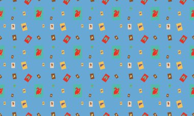 Farklı aksesuarlara sahip renkli arkaplan