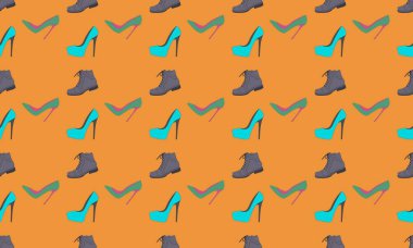 Farklı aksesuarlara sahip renkli arkaplan