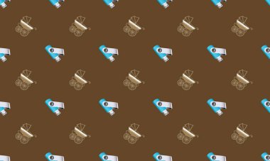 Farklı aksesuarlara sahip renkli arkaplan