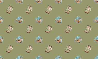 Farklı aksesuarlara sahip renkli arkaplan