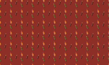 Farklı aksesuarlara sahip renkli arkaplan