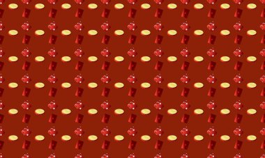 Farklı aksesuarlara sahip renkli arkaplan