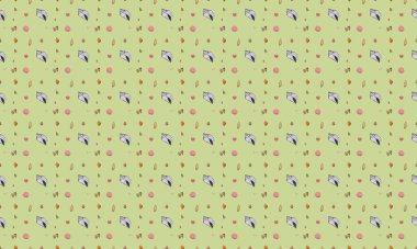 Farklı aksesuarlara sahip renkli arkaplan