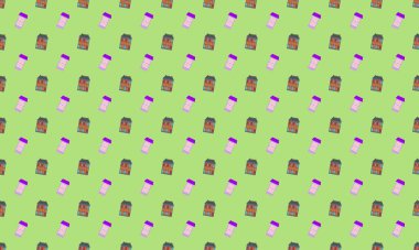 Farklı aksesuarlara sahip renkli arkaplan