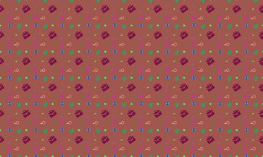 Farklı aksesuarlara sahip renkli arkaplan