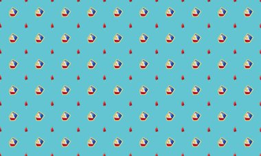 Farklı aksesuarlara sahip renkli arkaplan