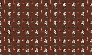 Farklı aksesuarlara sahip renkli arkaplan