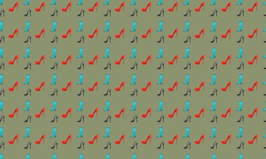 Farklı aksesuarlara sahip renkli arkaplan