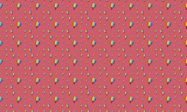 Farklı aksesuarlara sahip renkli arkaplan