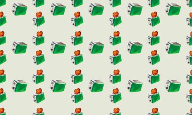 Farklı aksesuarlara sahip renkli arkaplan