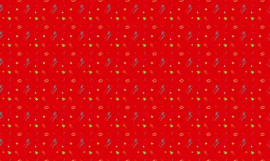 Farklı aksesuarlara sahip renkli arkaplan