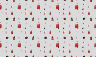 Farklı aksesuarlara sahip renkli arkaplan