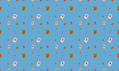 Farklı aksesuarlara sahip renkli arkaplan