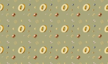 Farklı aksesuarlara sahip renkli arkaplan