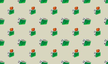 Farklı aksesuarlara sahip renkli arkaplan