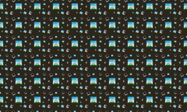 Farklı aksesuarlara sahip renkli arkaplan